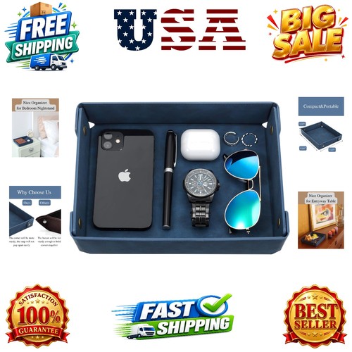 Faux leather valet tray - leather,