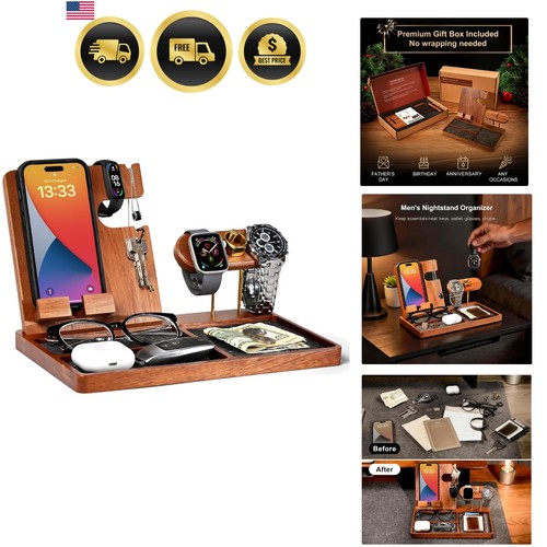Wood nightstand organizer - nightstand, for