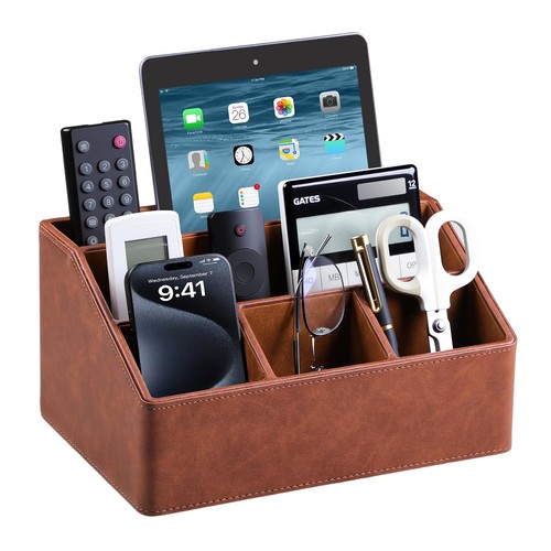 Leather desk organizer - pu,