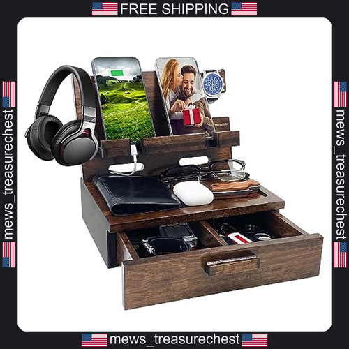 Wooden nightstand organizer - wooden,