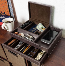 Mens Watch Box Leather Valet
