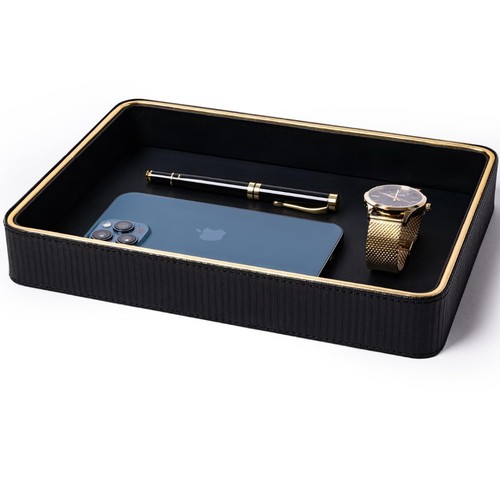 Leather catchall valet tray - leather,