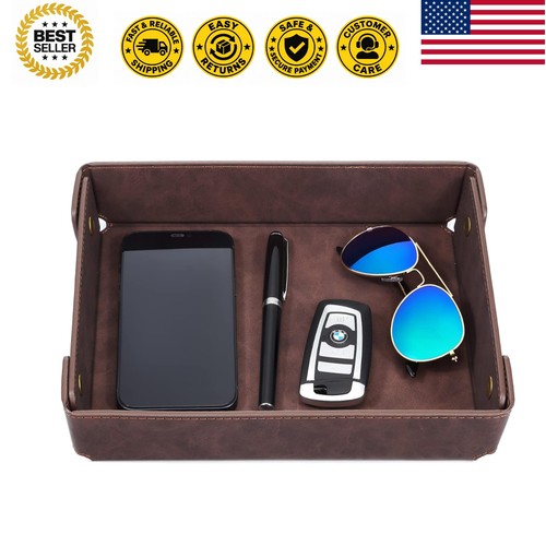 Faux leather valet tray - faux,