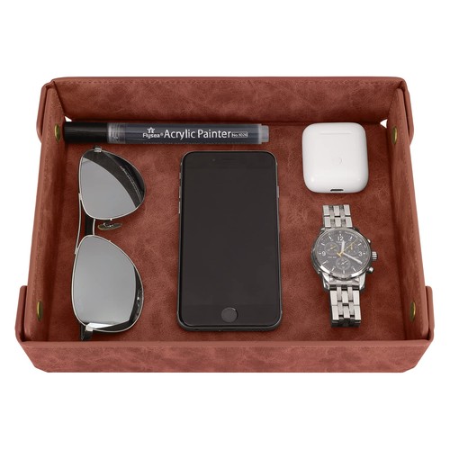 Faux leather valet tray - leather,