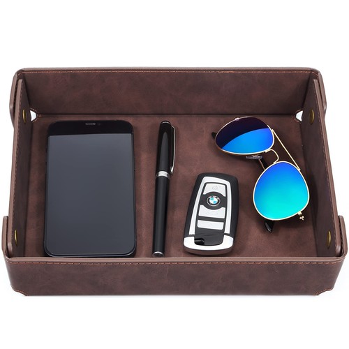 Faux leather valet tray - faux,