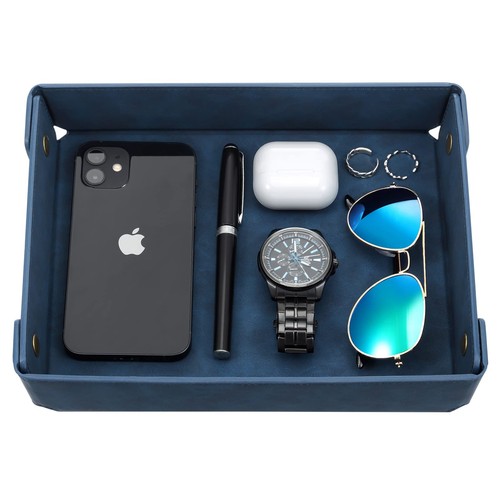 Faux leather valet tray - faux,