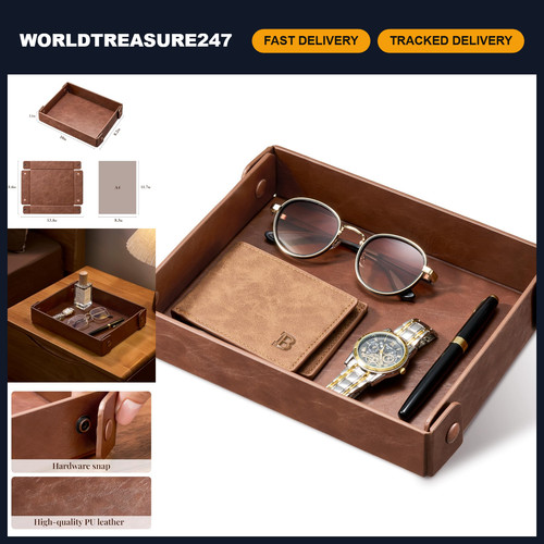 Faux leather valet tray - faux,