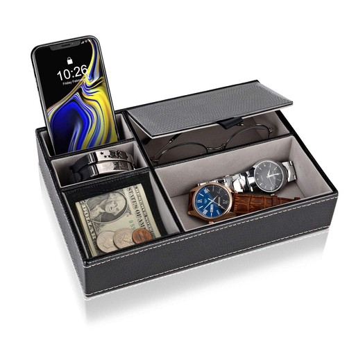 Faux leather mens valet tray - valet,