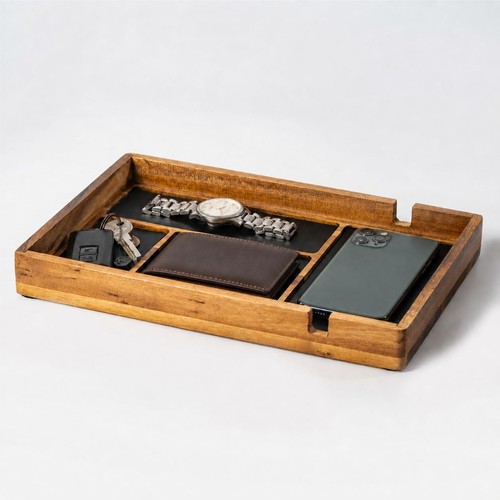 Acacia valet tray for men - acacia,